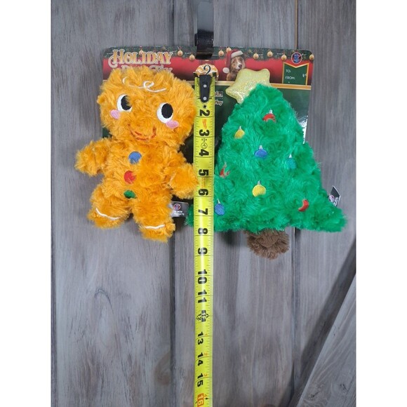 Plush Squeaky Dog Toys Bow Wow Holidays Pet Gingerbread Christmas Tree NEW - Picture 4 of 8